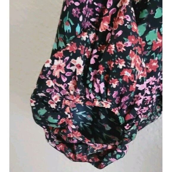 Zara Multicolored Floral Wide Leg Balloon Sleeve Jumpsuit Women's Size XS - Picture 5 of 9